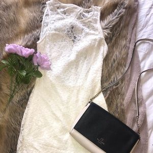 Off-white lace cocktail dress